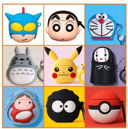 Airpods Case Cute Anime Silicon Soft Shell Apple Airpods Pro Cover Airpods 2 Case with Hook Airpod Cases Covers