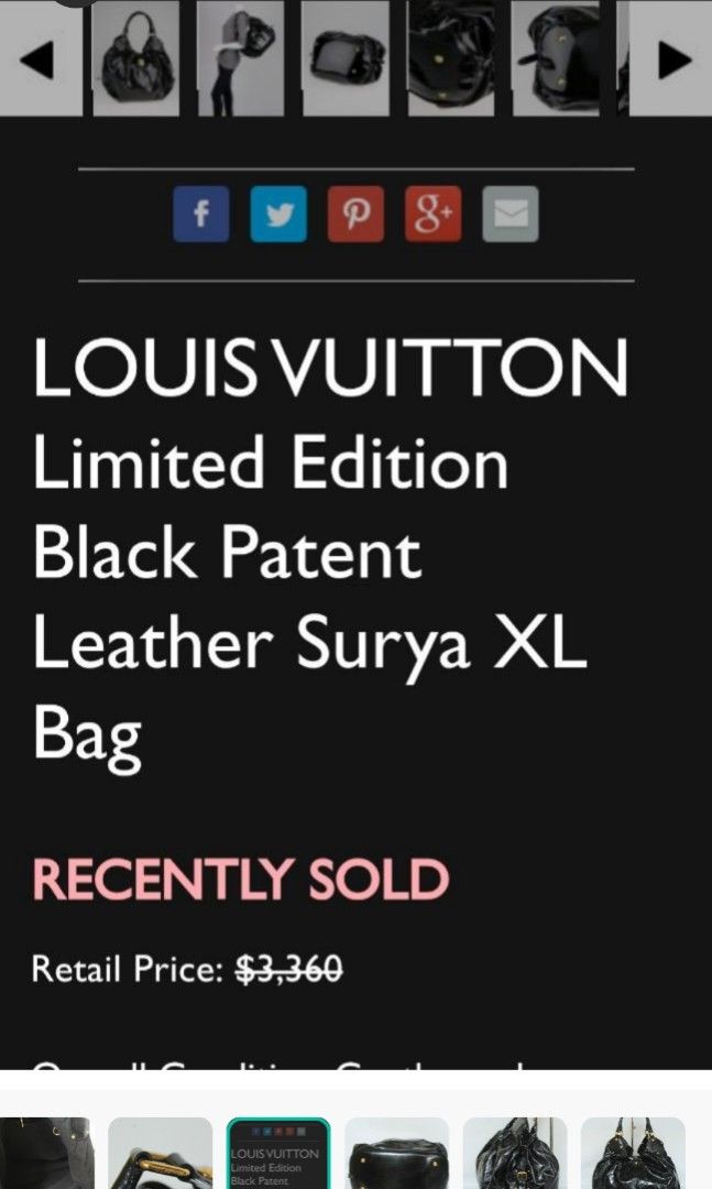 Louis Vuitton Limited Edition Black Patent Leather Surya XL Bag