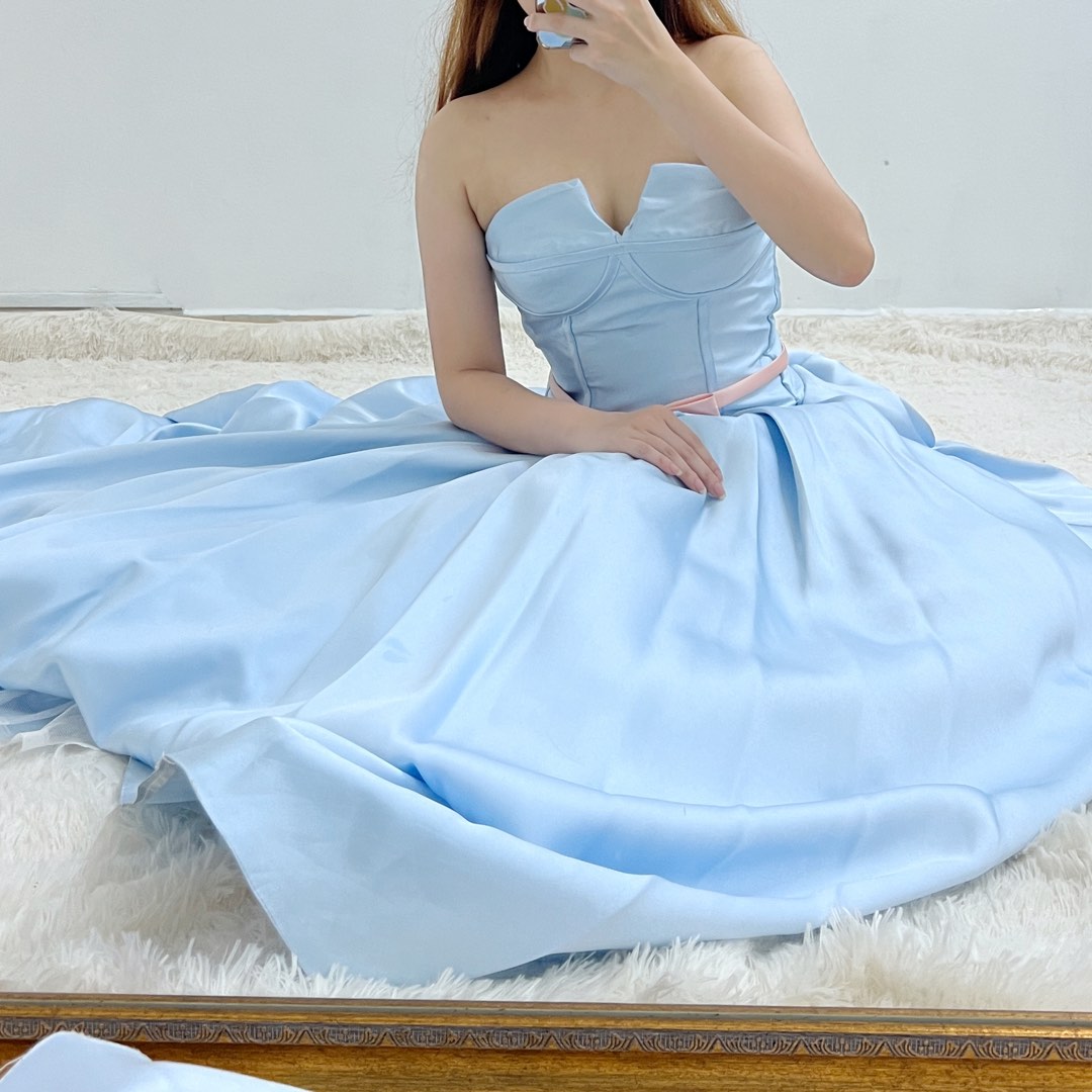 Baby blue cinderella prom cheap dress