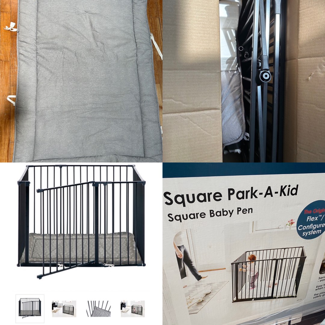 Babydan Square Playpen / ParkAKid with Urban Playmat Black, Babies