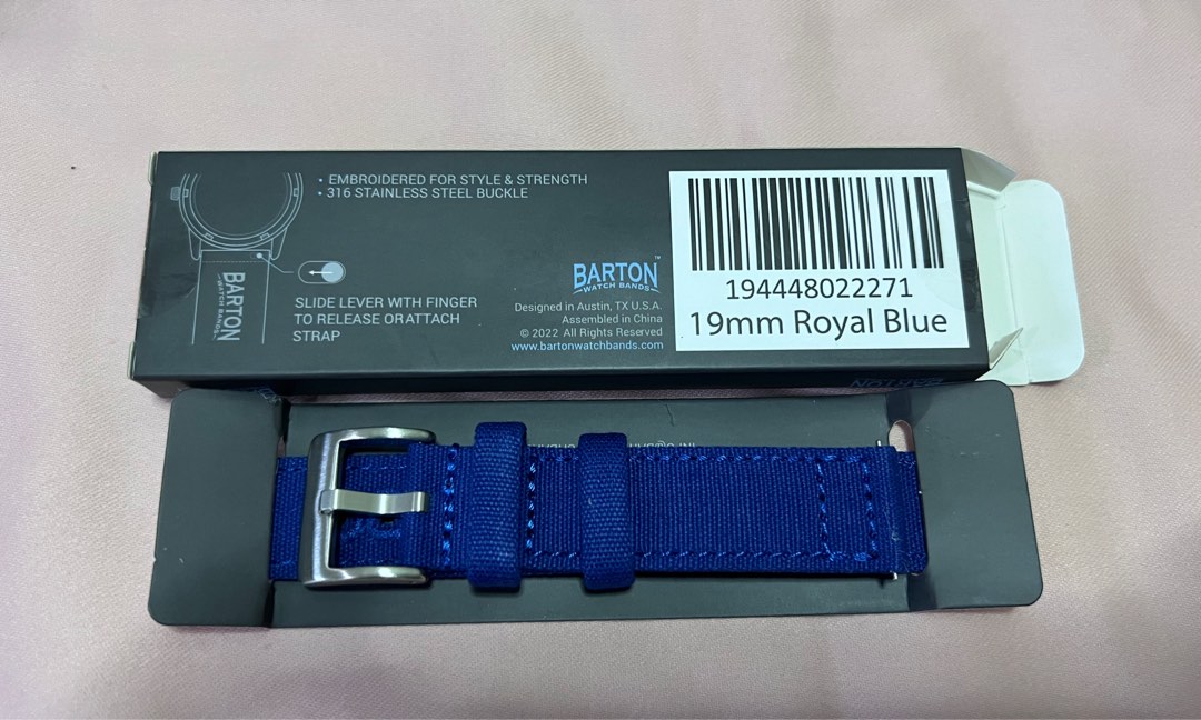 Barton Watch Band 19mm Canvas Watch Band Royal Blue, Men's Fashion