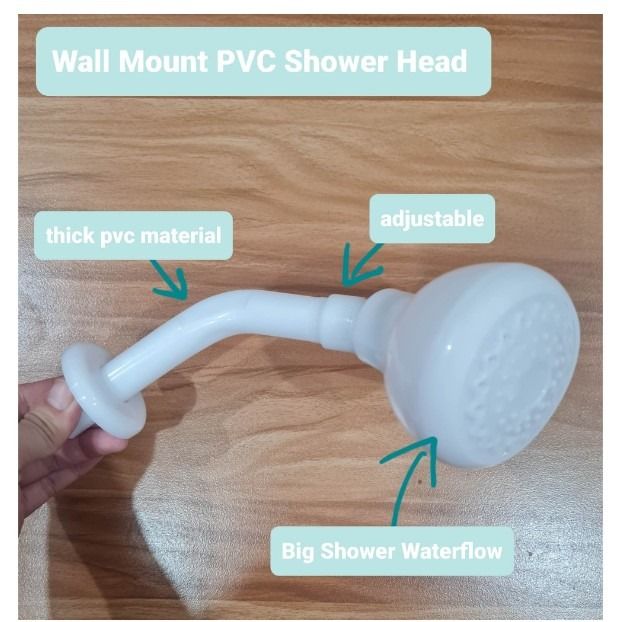 Bathroom PVC Wall Type Shower Head Heavy Duty Moveable (per pc