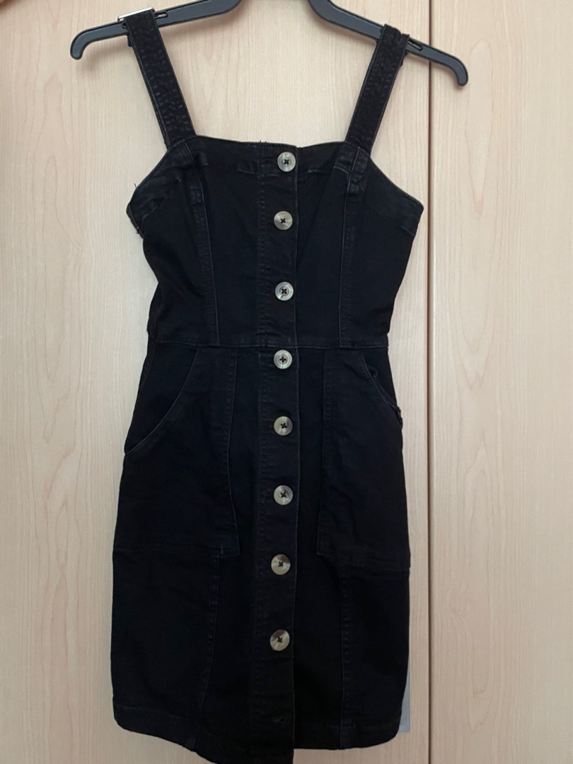 Black Denim Dress Overalls Women s Fashion Dresses Sets