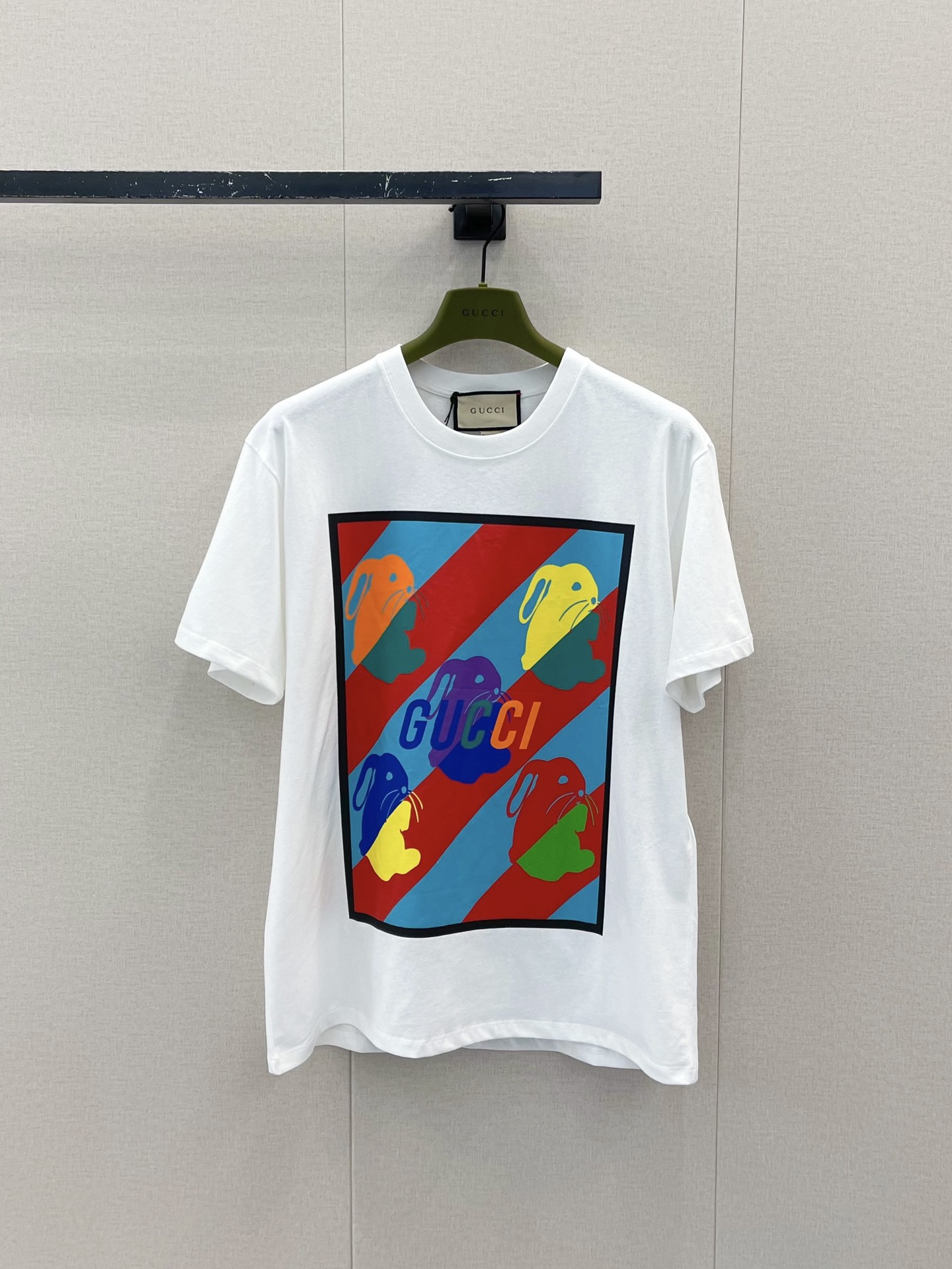 BN Authentic GUCCI Retro Colorful Rabbit Printed Round Neck T