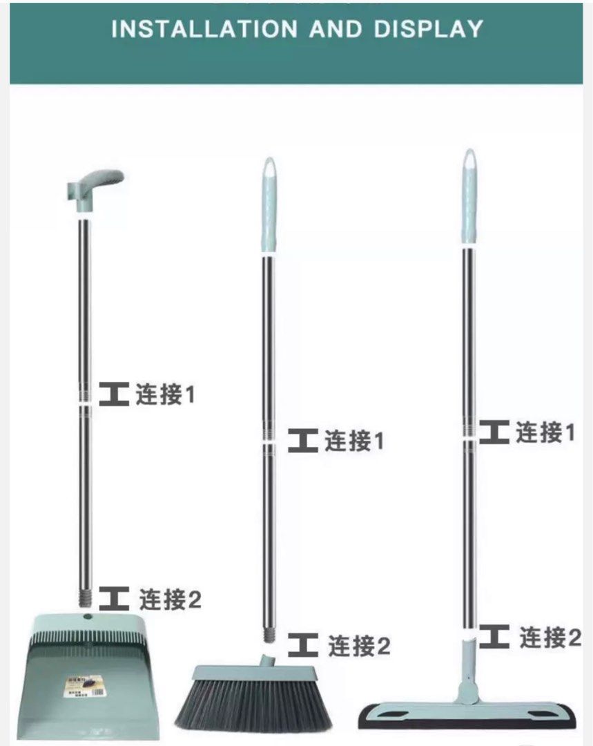 Brand new self twisted mop and broom set, Furniture & Home Living