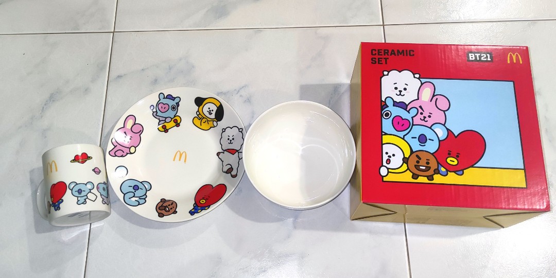 BT21 x Mcdonald's Ceramic Set 3in1 Limited Edition (BTS featuring 