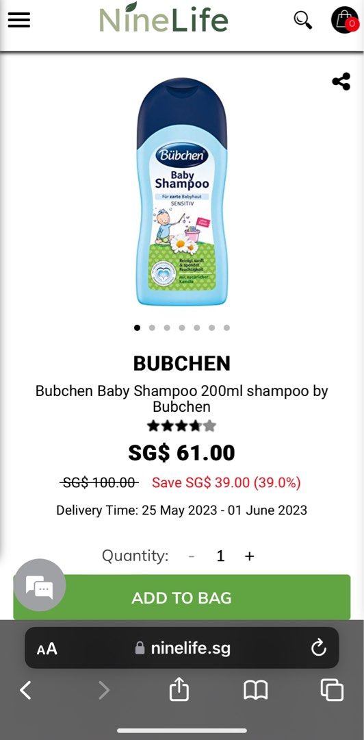 Bubchen Baby Shampoo 200ml (Sensitive Skin Eczema Allergy Allergies