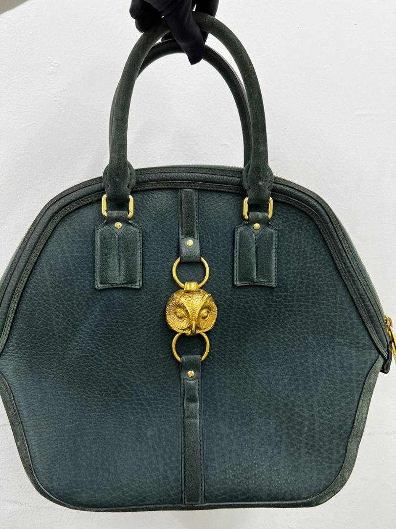 BURBERRY ORCHARD SUEDE NUBUCK OWL BAG INDIGO GREEN GHW ITEFFEPI14SCA