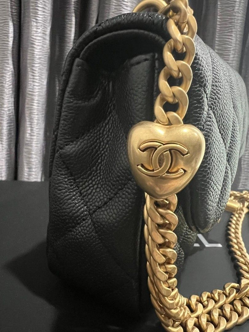 Chanel 23p mini flap caviar heartshaped chain, Luxury, Bags & Wallets on Carousell