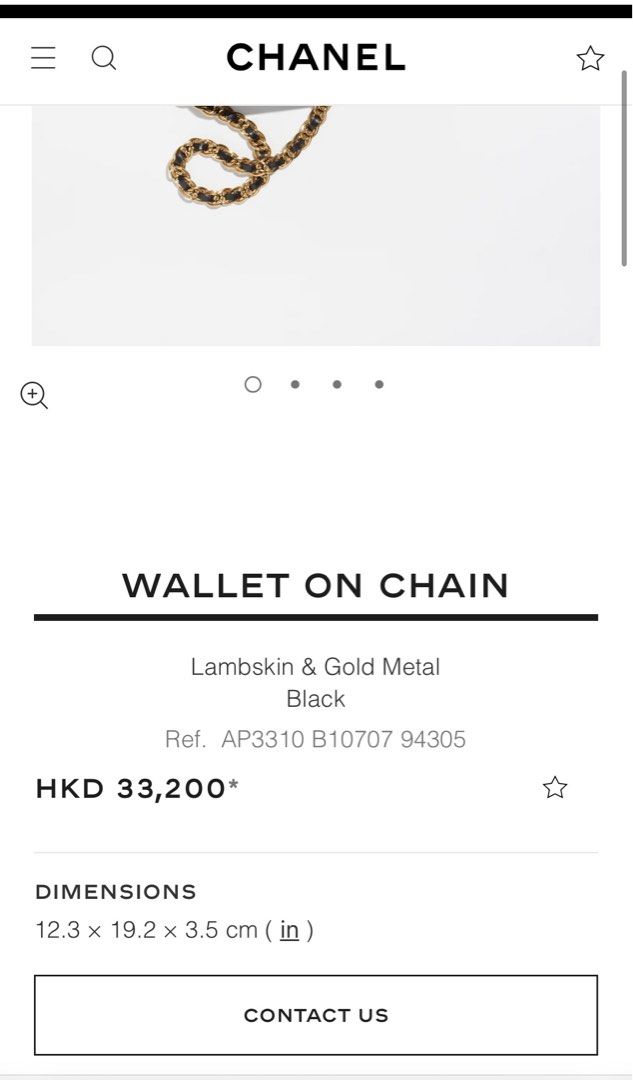 Chanel Wallet on Chain AP3310 B10707 94305 , Black, One Size