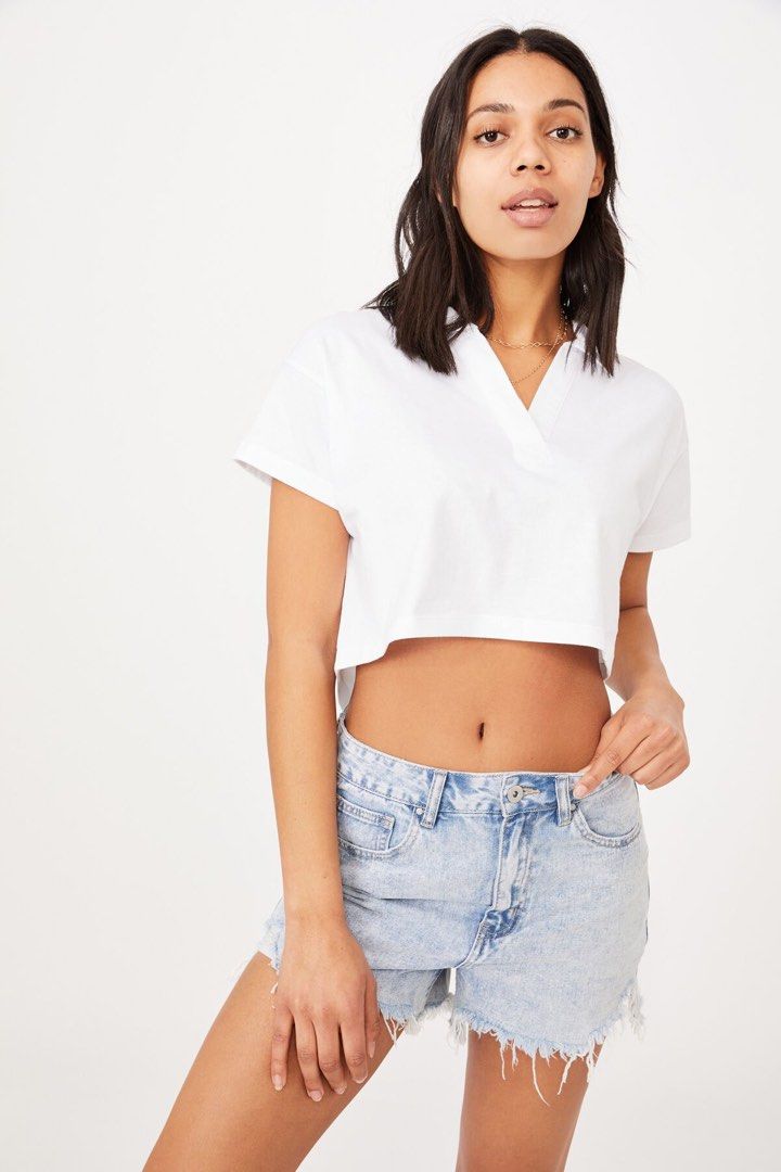 white crop top polo