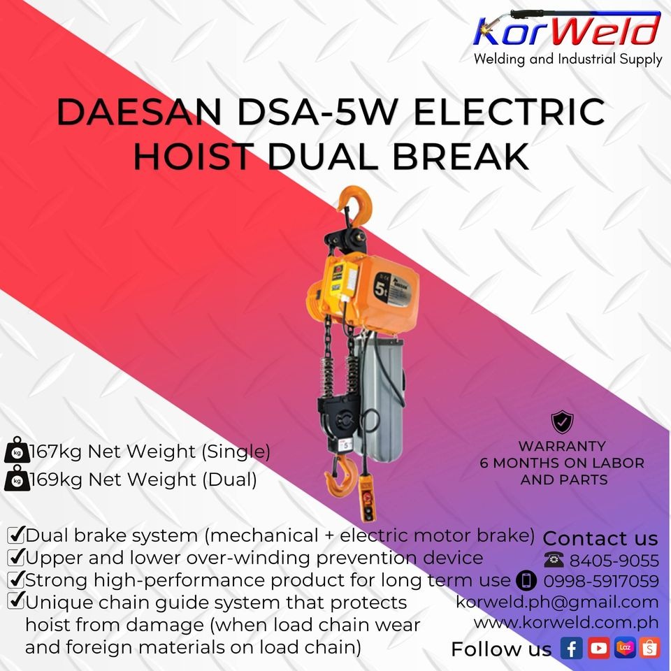 Daesan Electric Hoist (Dual Break) DSA-5W, Commercial & Industrial ...