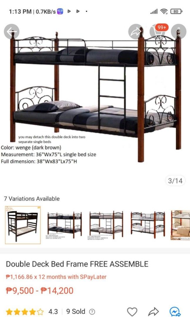 Double deck BED FRAME ONLY!, Furniture & Home Living, Furniture, Bed