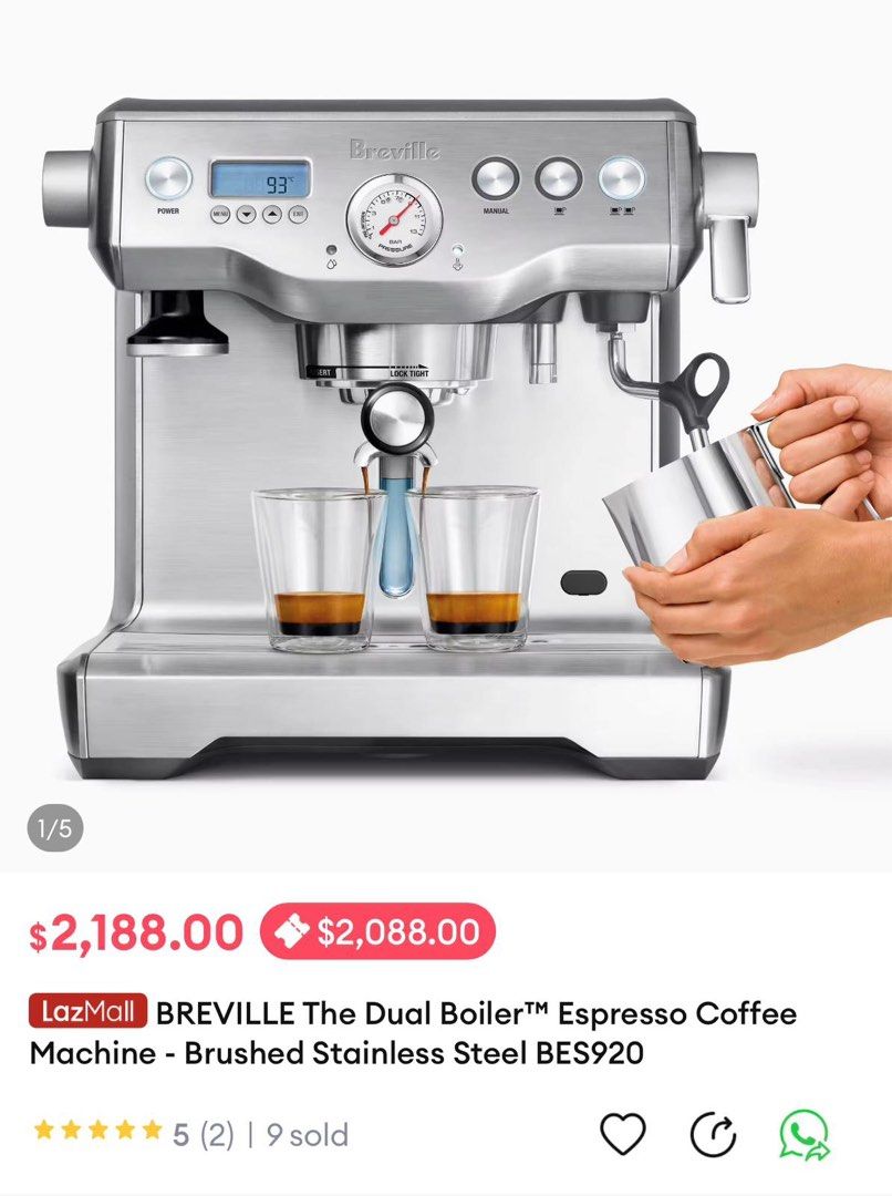 Breville Dual Boiler BES920 Espresso Machine TV Home Appliances Kitchen Appliances Coffee Machines Makers on Carousell