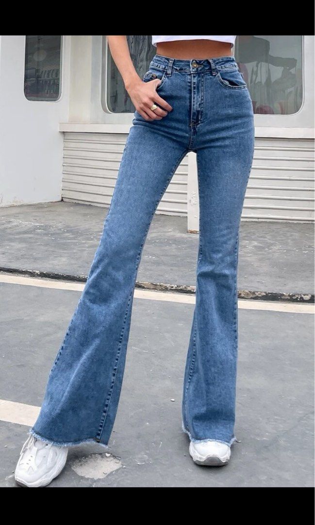 Medium wash cheap flare jeans