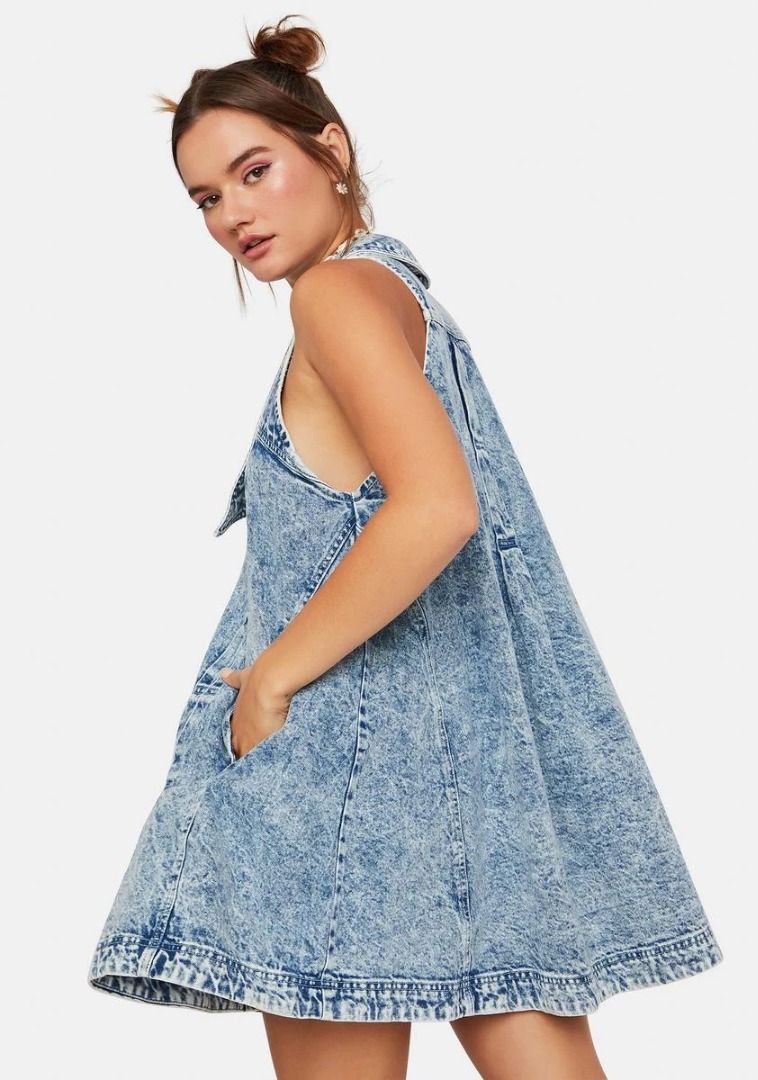 Free People Katie Denim Mini Dress XS, Women's Fashion, Dresses & Sets, Dresses on Carousell