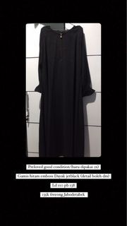 Abaya Gamis hitam emboss Dayak jetblack