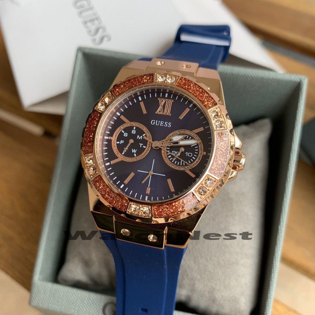 Guess limelight blue silicone strap ladies watch w1053l1 online
