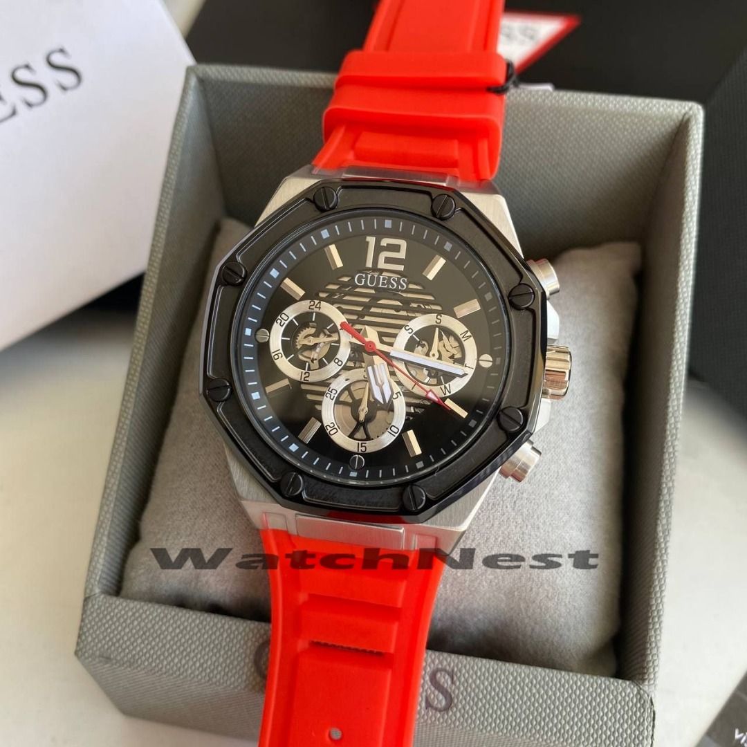 Guess watch red best sale strap