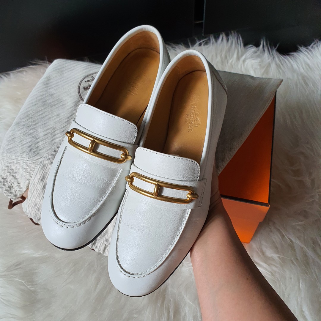 Hermes Colette Blanc Loafers/Shoes, Women's Fashion, Footwear, Loafers ...