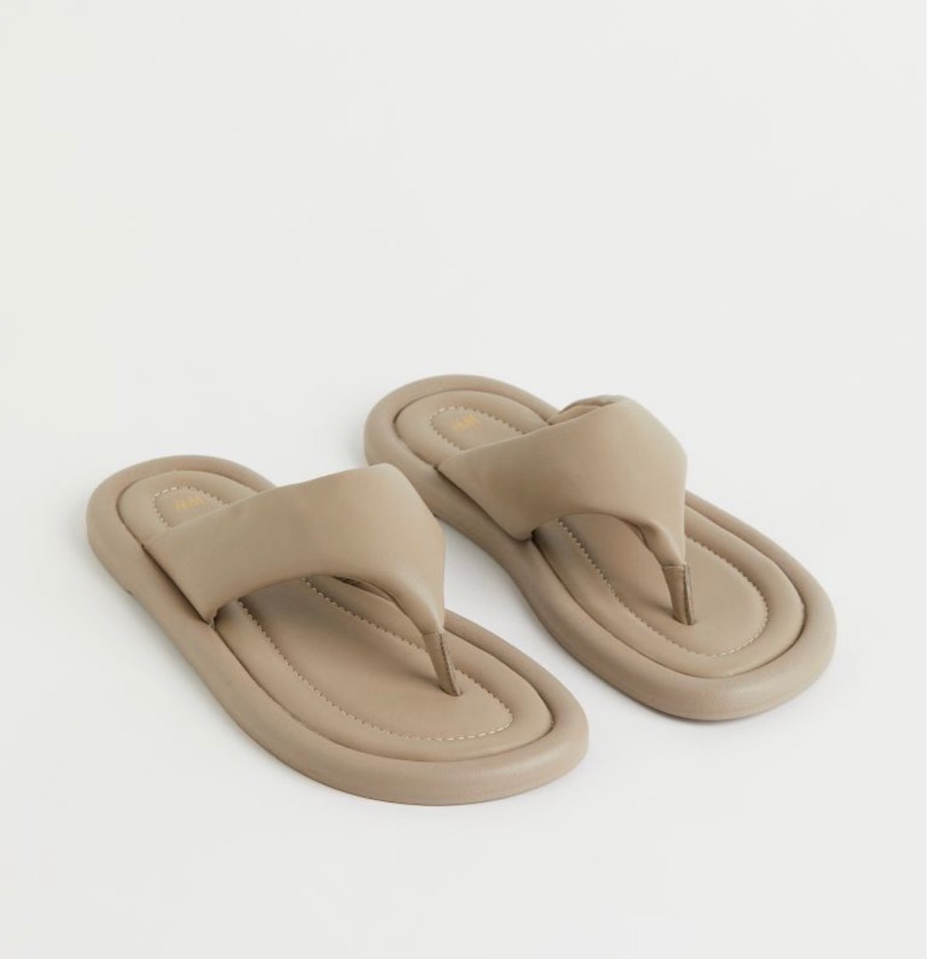 H&M flip-flops sandals beige white, Women's Fashion, Footwear