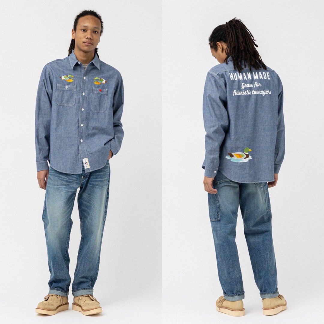 HUMAN MADE CHAMBRAY L/S SHIRT, Men's Fashion, Tops & Sets