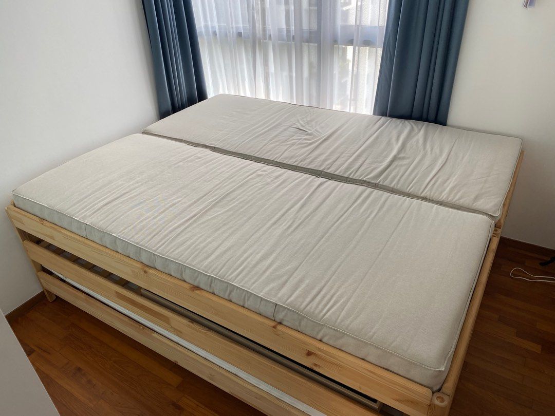 utåker stackable bed with 2 mattresses pine minnesund