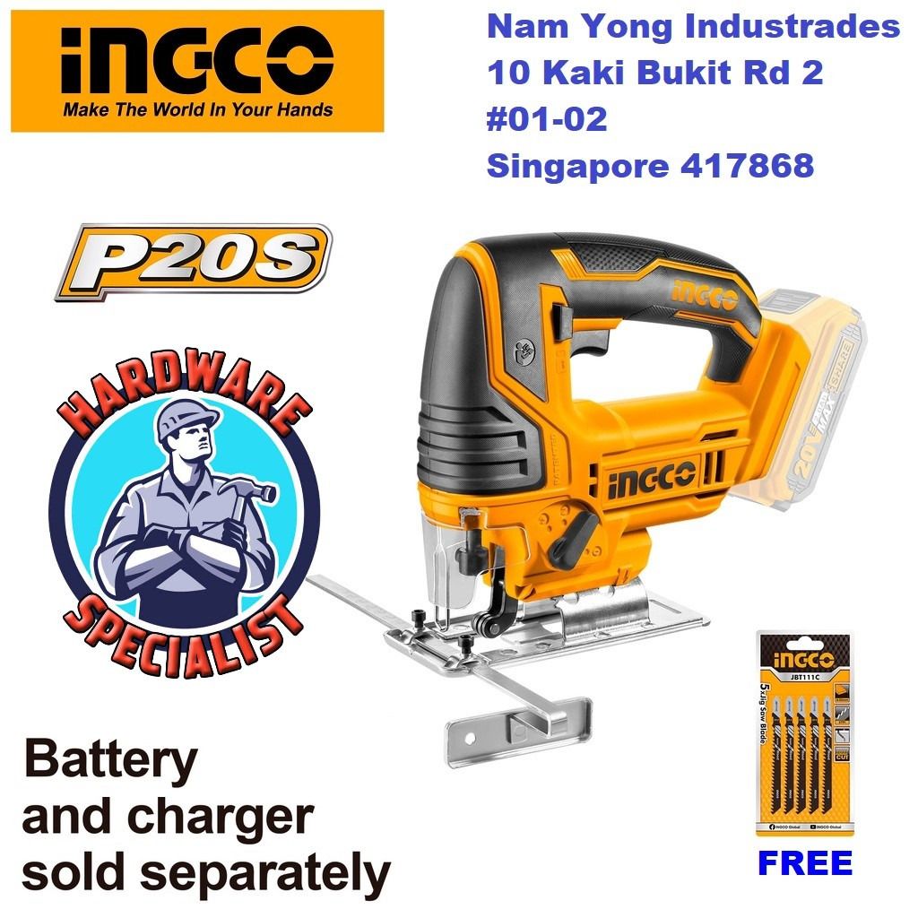 Ingco CJSLI8501 P20 Lithium Ion Cordless Jigsaw Bare Unit Jig Saw Furniture Home Living Home Improvement Organisation Home Improvement Tools Accessories on Carousell