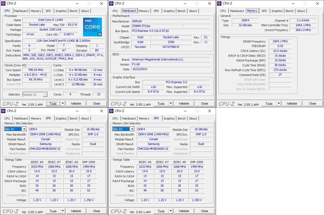 Intel i5 11400 + Asrock Z590m-itx + 32GB DDR4 Ram, Computers