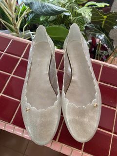 Jelly Bunny flats in Silver Glitter