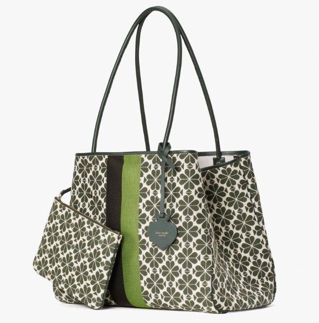 Manhattan Oversized Spade Flower Jacquard Stripe Tote