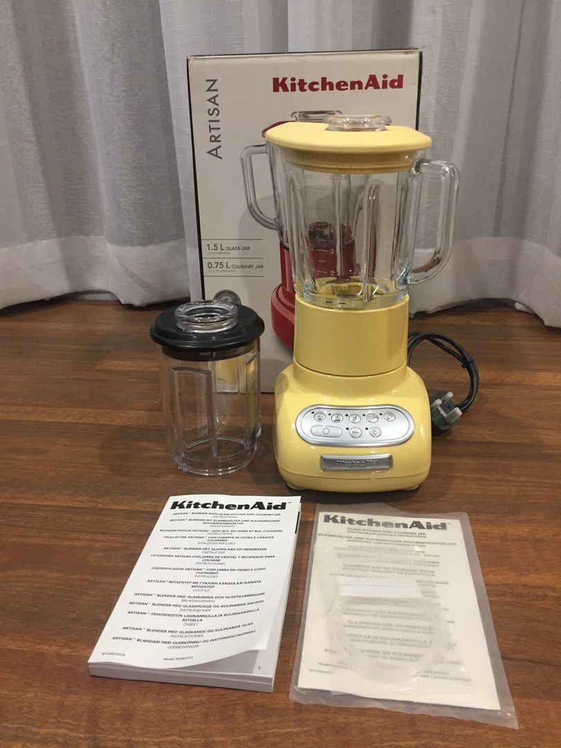 Kitchenaid Artisan glass blender with extra culinary jar (cast iron base), TV & Home Appliances