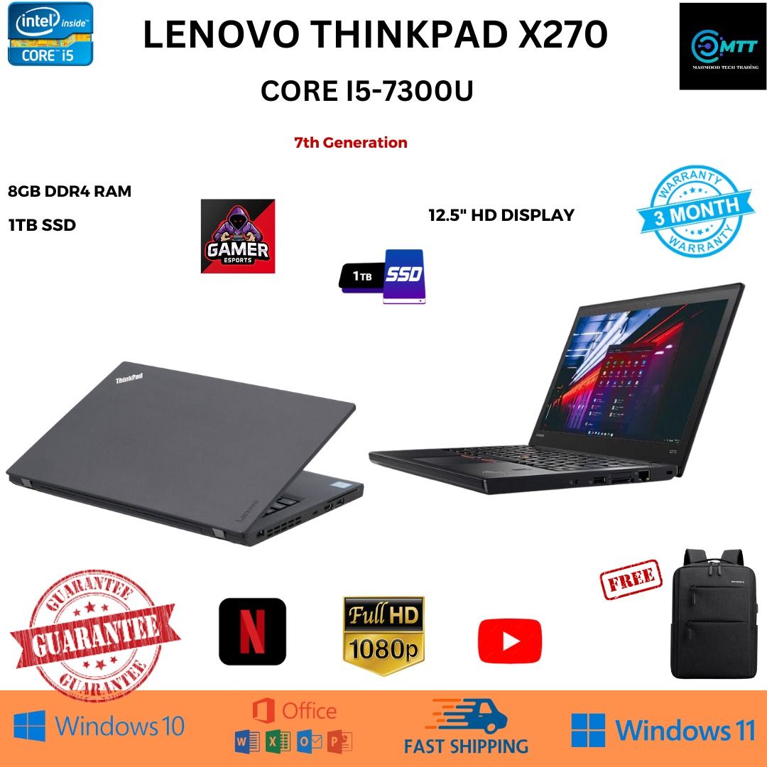 LENOVO X270 CORE I5 7TH GENERATION 8GB / 512GB SSD, Computers