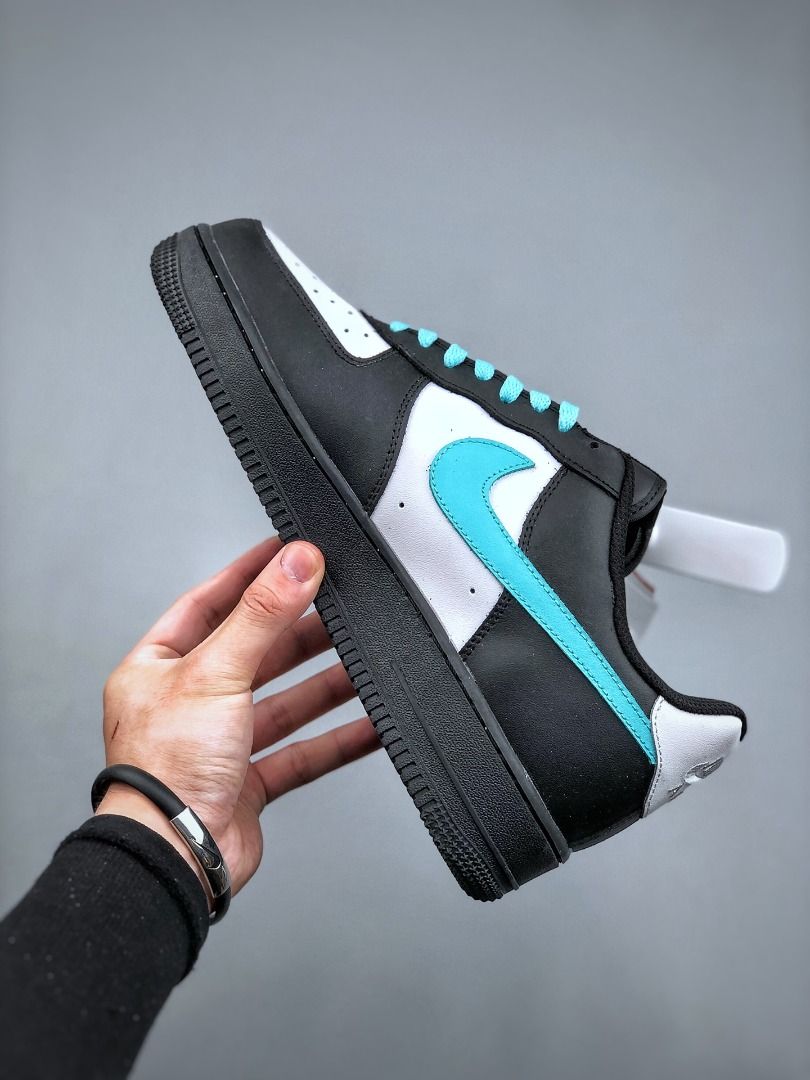Nike air force 1 low black and blue on sale
