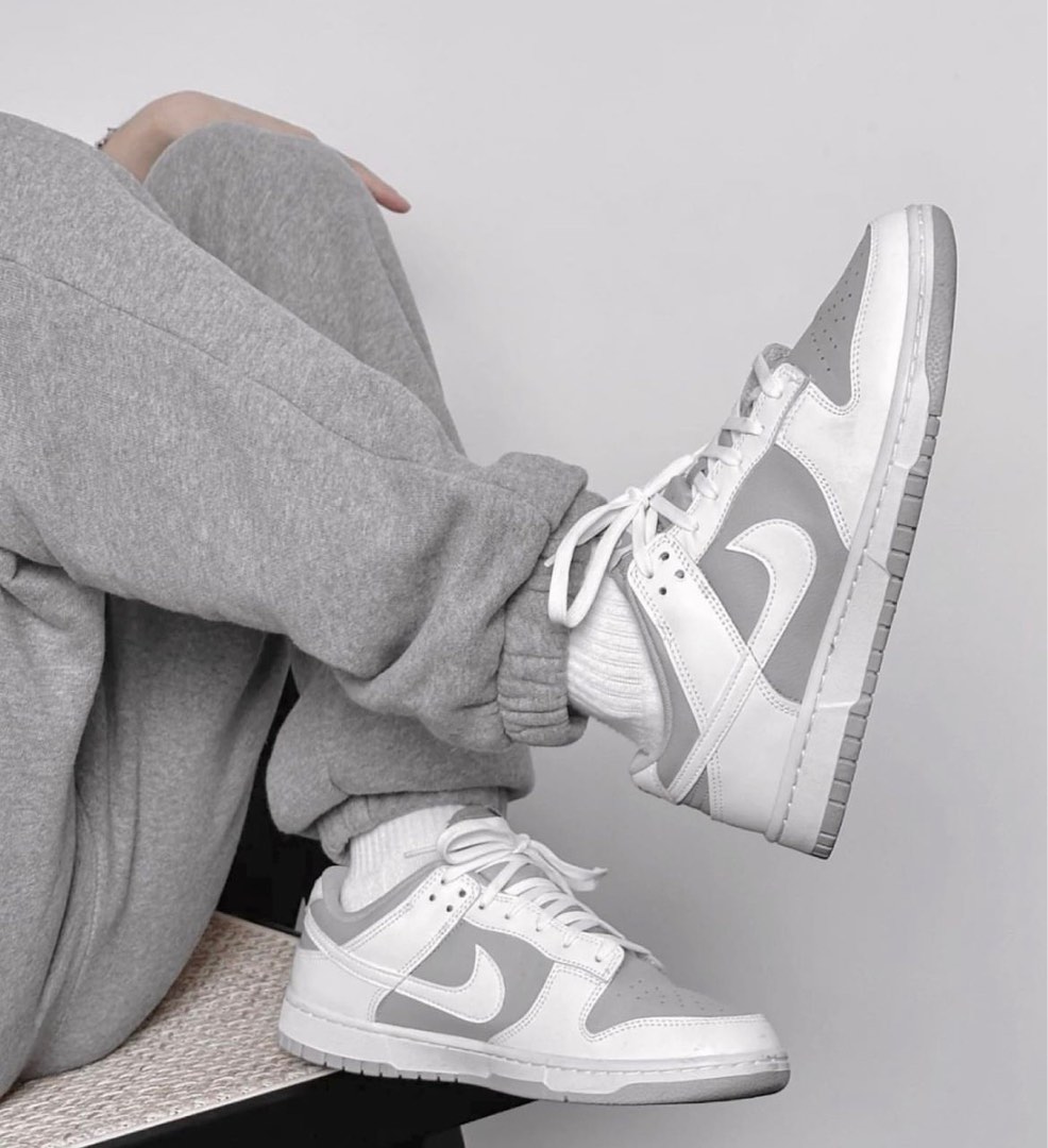 Nike Dunk Low White Grey Women s Fashion Footwear Sneakers on