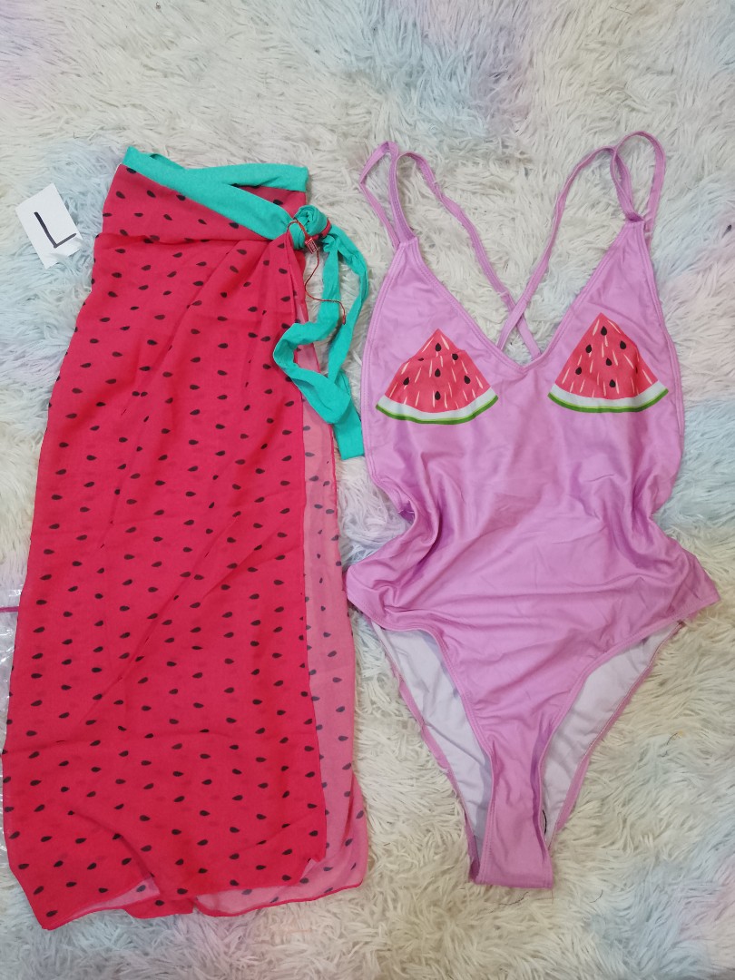 ONE PIECE PINK SWIMSUIT W COVER UP on Carousell