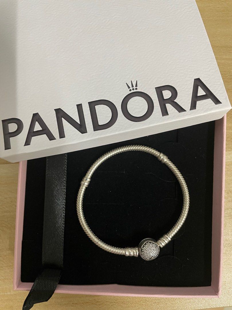 Pandora Moments Sparkling Heart Clasp Snake Chain Bracelet, Sterling  silver