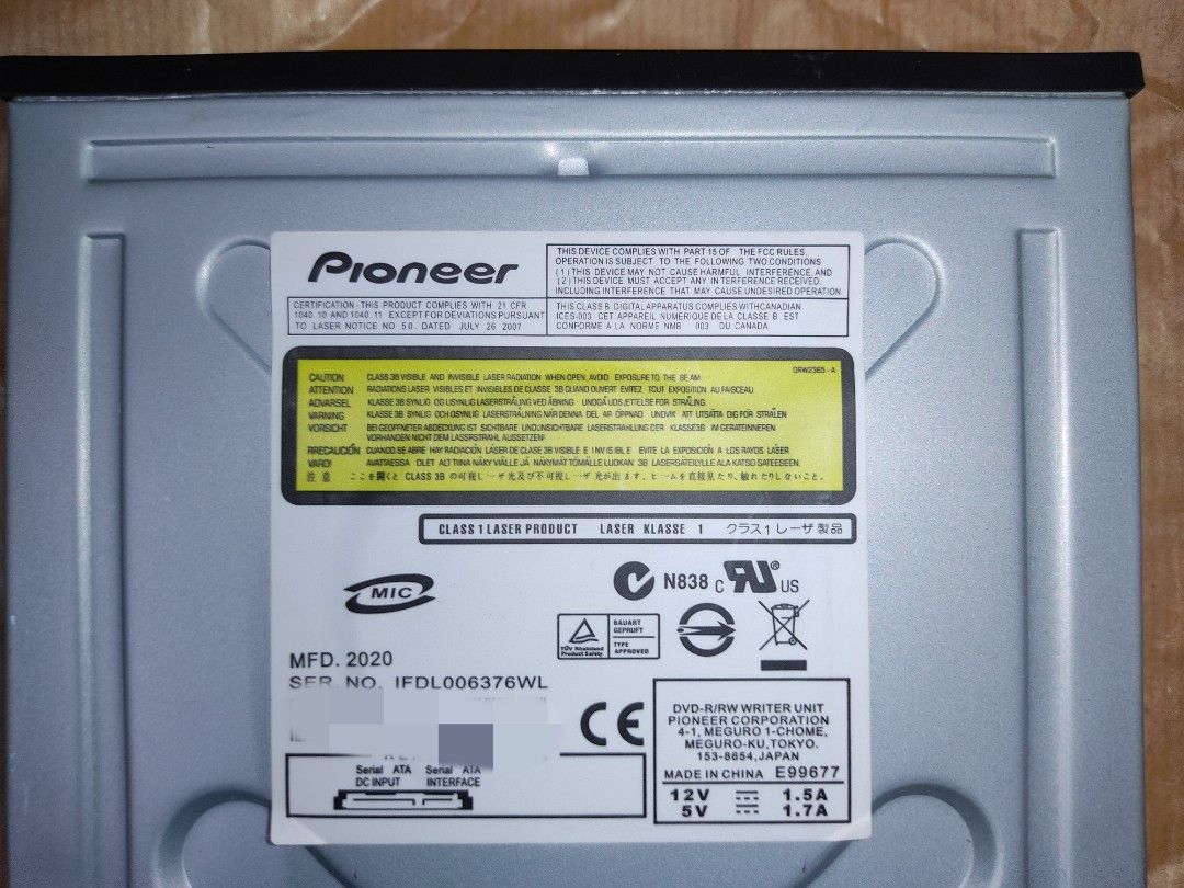 BDR Pioneer Bluray Writer 25GB & 74 25GB Bluray blank Disc