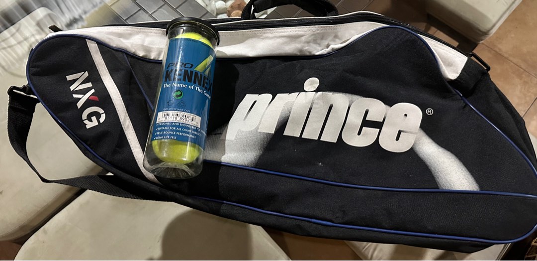Prince racquet bag + tennis balls on Carousell