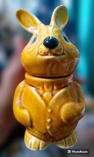 RARE Vintage Crackle Glazed Ceramic Rabbit Bunny Cookie Jar Honey Pot  Trinket