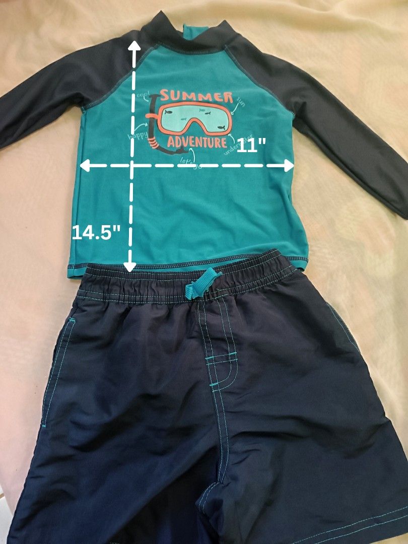 Rashguard for kids set with boardshort on Carousell