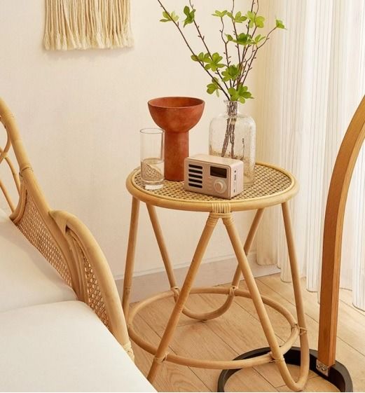 Rattan Round Table Desk Coffee Mini Single Round Tea Meja Luar Rotan