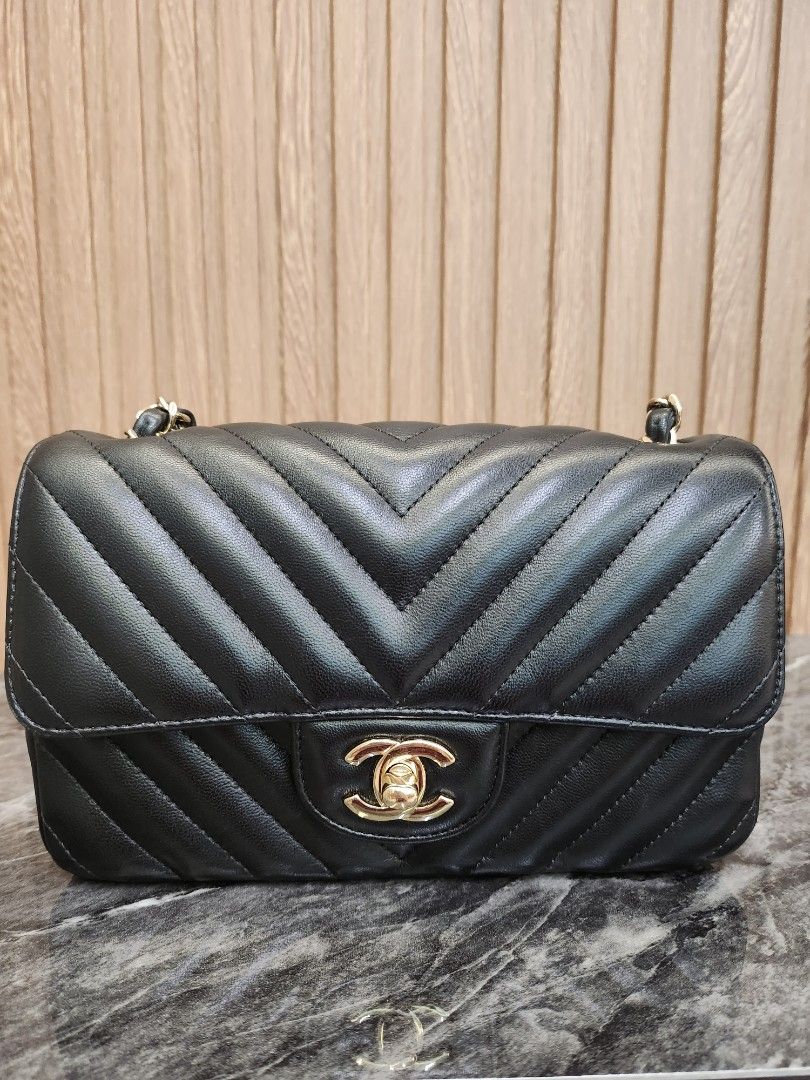 Receipt* Chanel Mini Rectangular Flap Black Lambskin with Light Gold  Hardware, Luxury, Bags & Wallets on Carousell