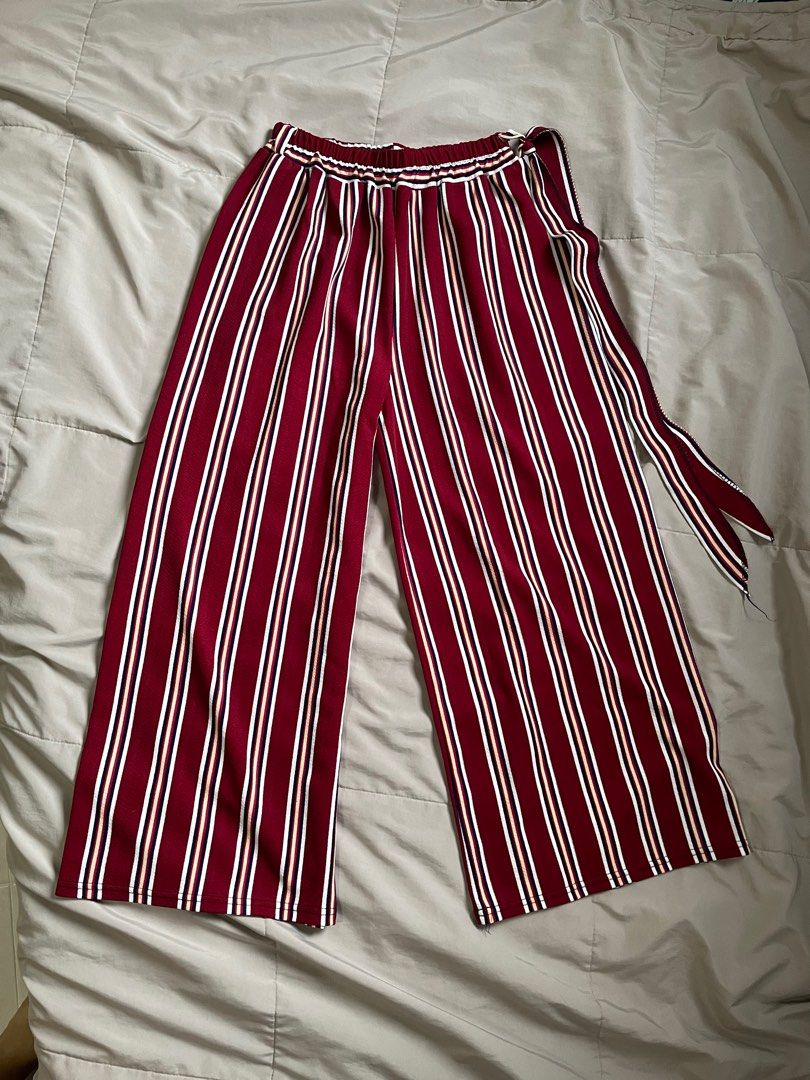 Red Striped Flare pants Women s Fashion Bottoms Other Bottoms