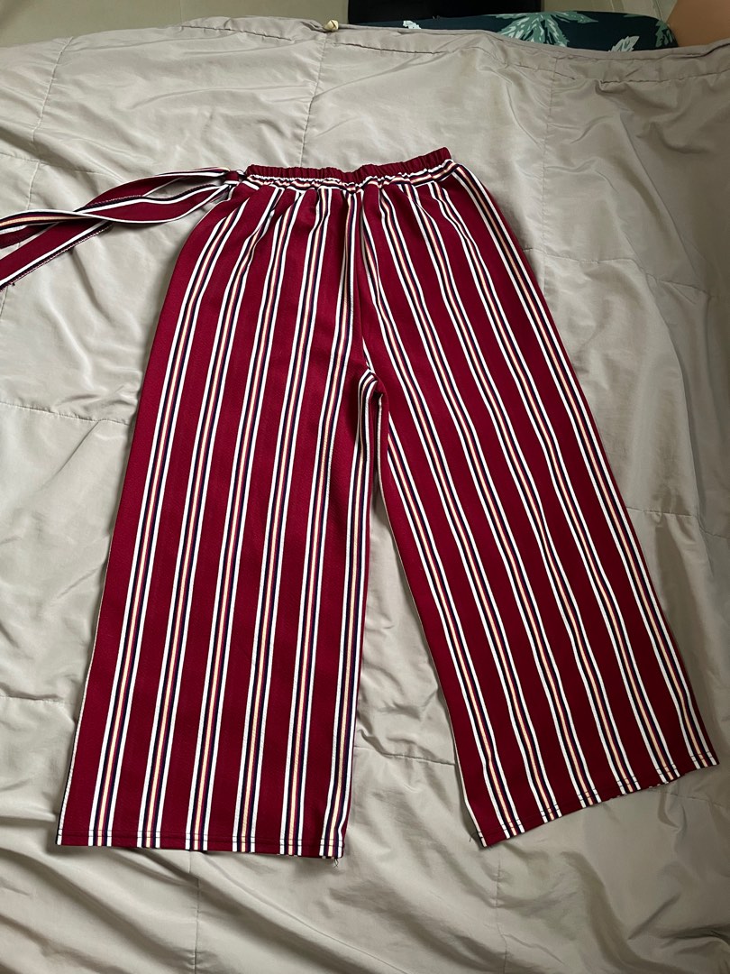Red striped clearance flare pants