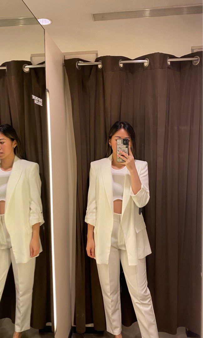 [Rent] ZARA White Blazer and Pants on Carousell