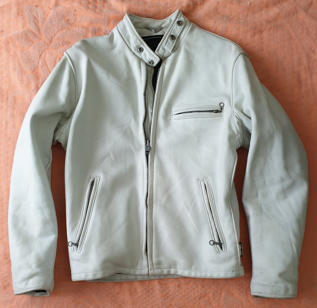 Schott white leather jacket online