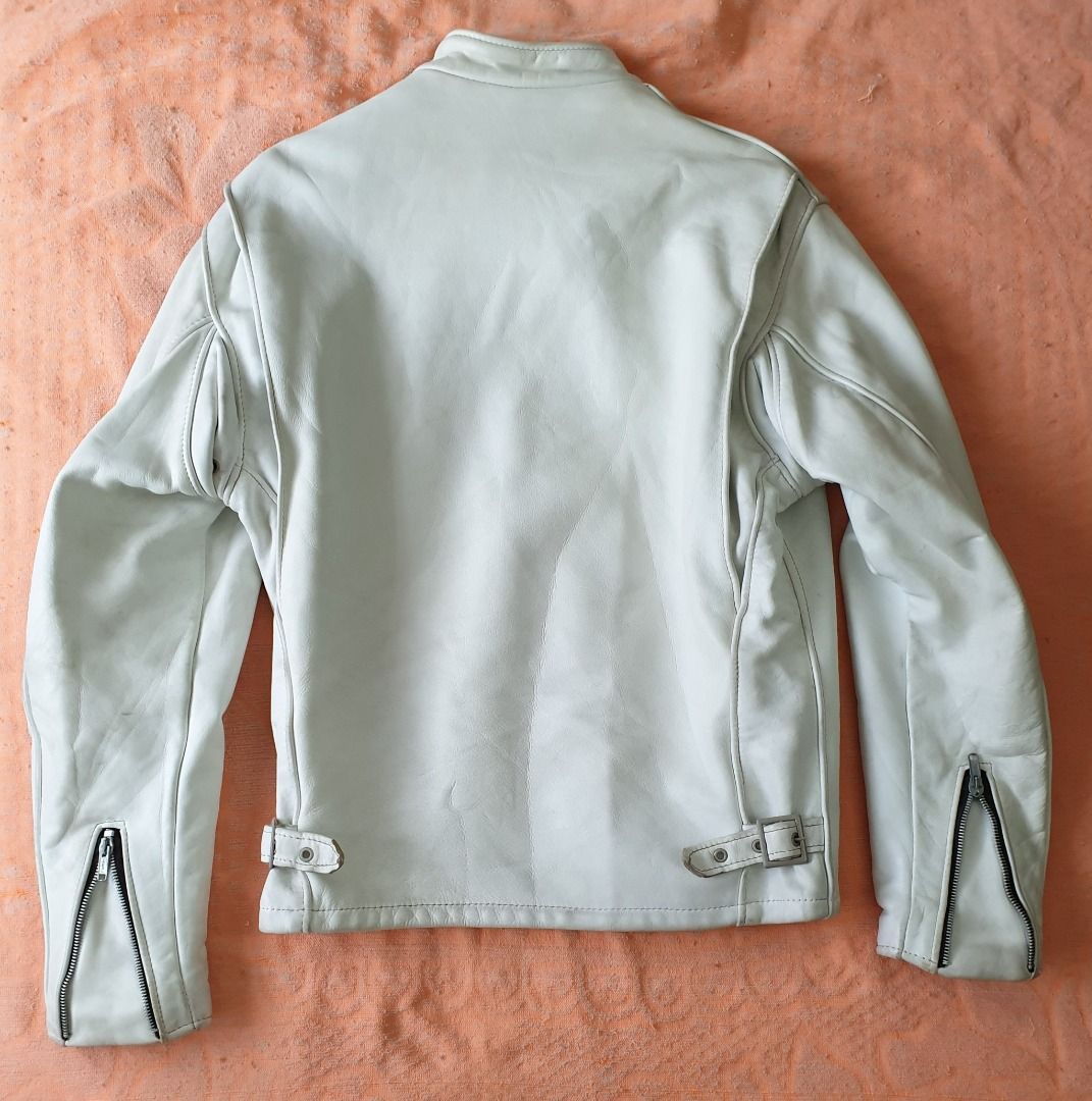 Schott white hot sale leather jacket