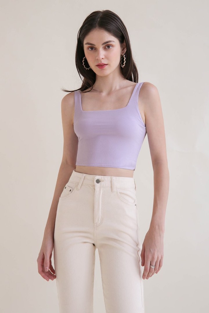 Chevron Ribbed Crop Top: 2129 Orchid Petal main image 1