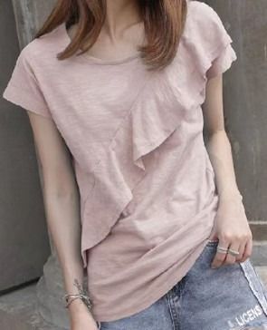 荷葉邊棉質T-Shirt